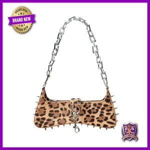 Gothic Punk Handbag Leather Spiked Studs Chain Strap Shoulder Bag Edgy
